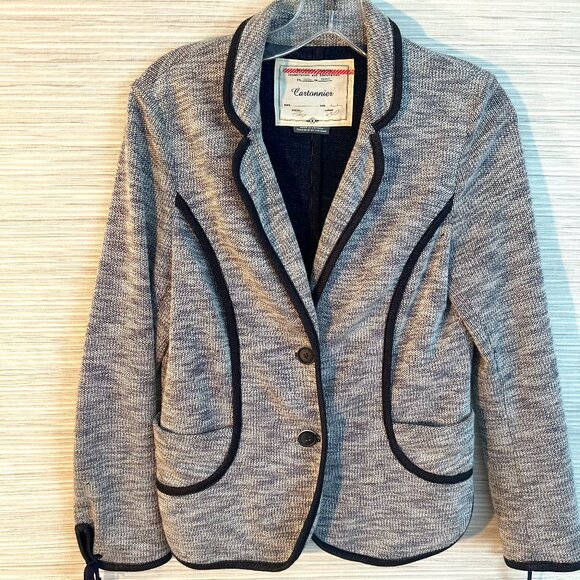 Anthropologie Cartonnier Grey Black Trim Blazer Jacket - Picture 3 of 5